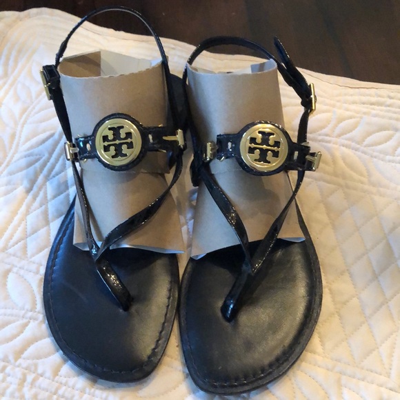 Tory Burch Shoes - ⭐️ Tory Burch Classic Cushioned gold logo ankle strap, toe flats E